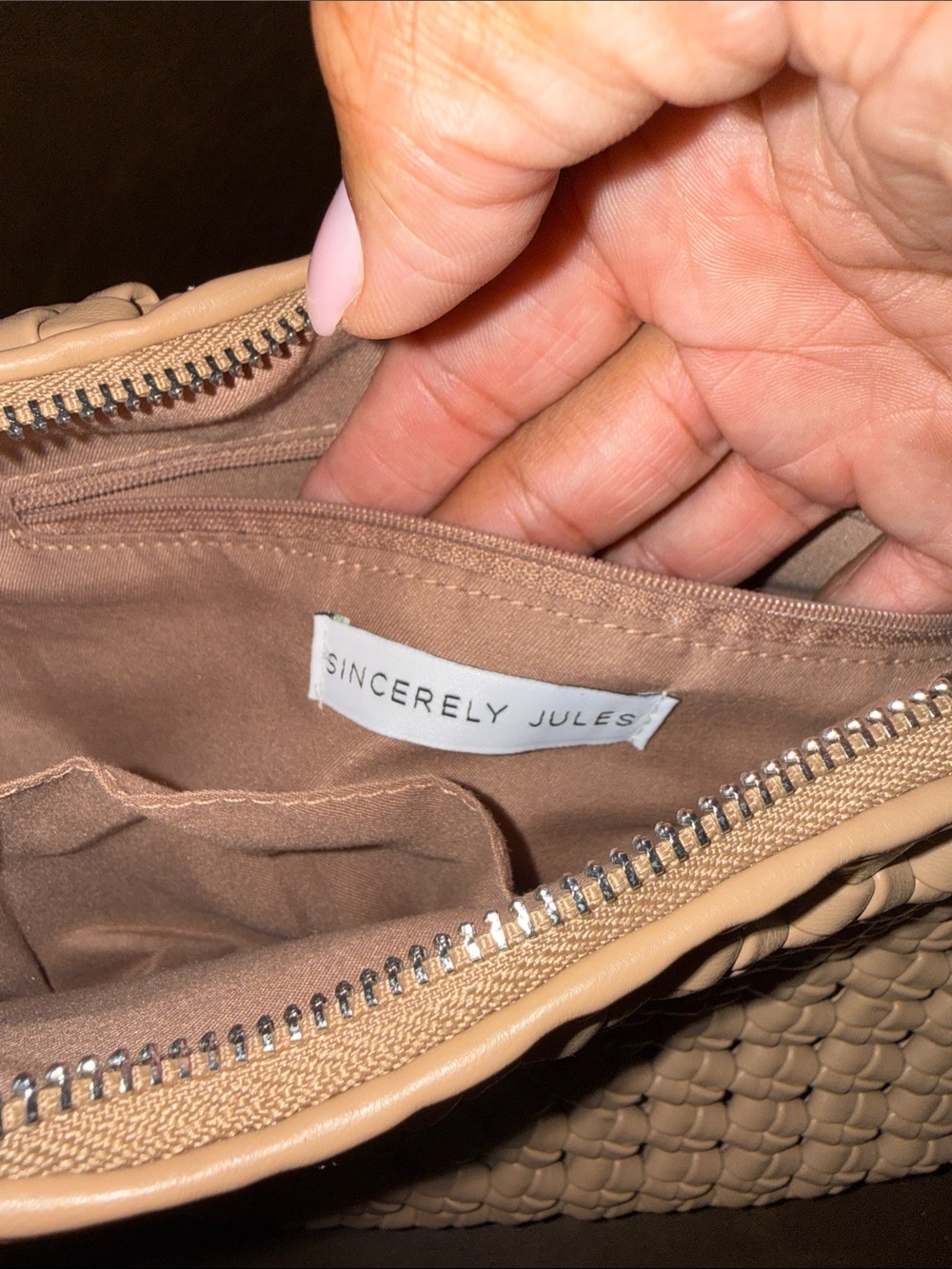 Sincerly Jules Woven Shoulder Bag in Nude - flash birthday sale! - Picture 6 of 6